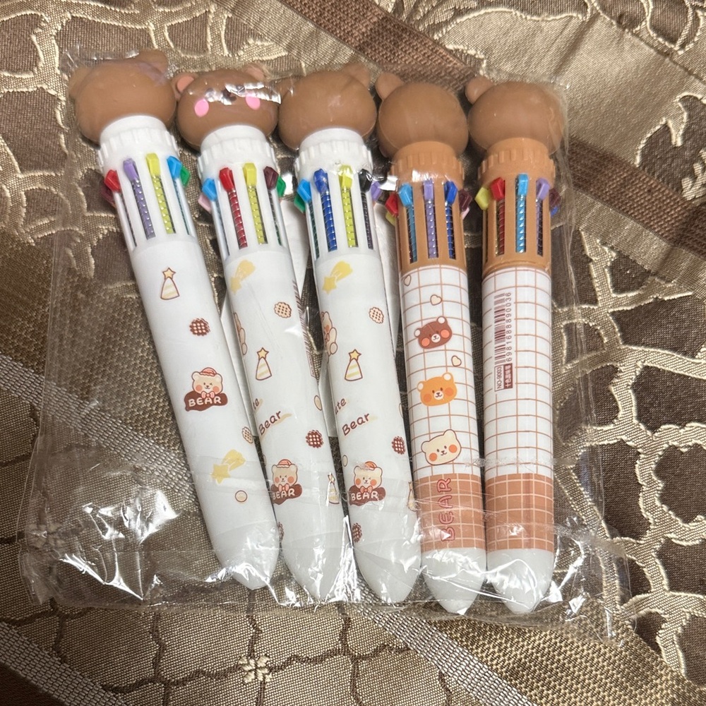 Bear Multi-Color Ink Pens - Set of 5